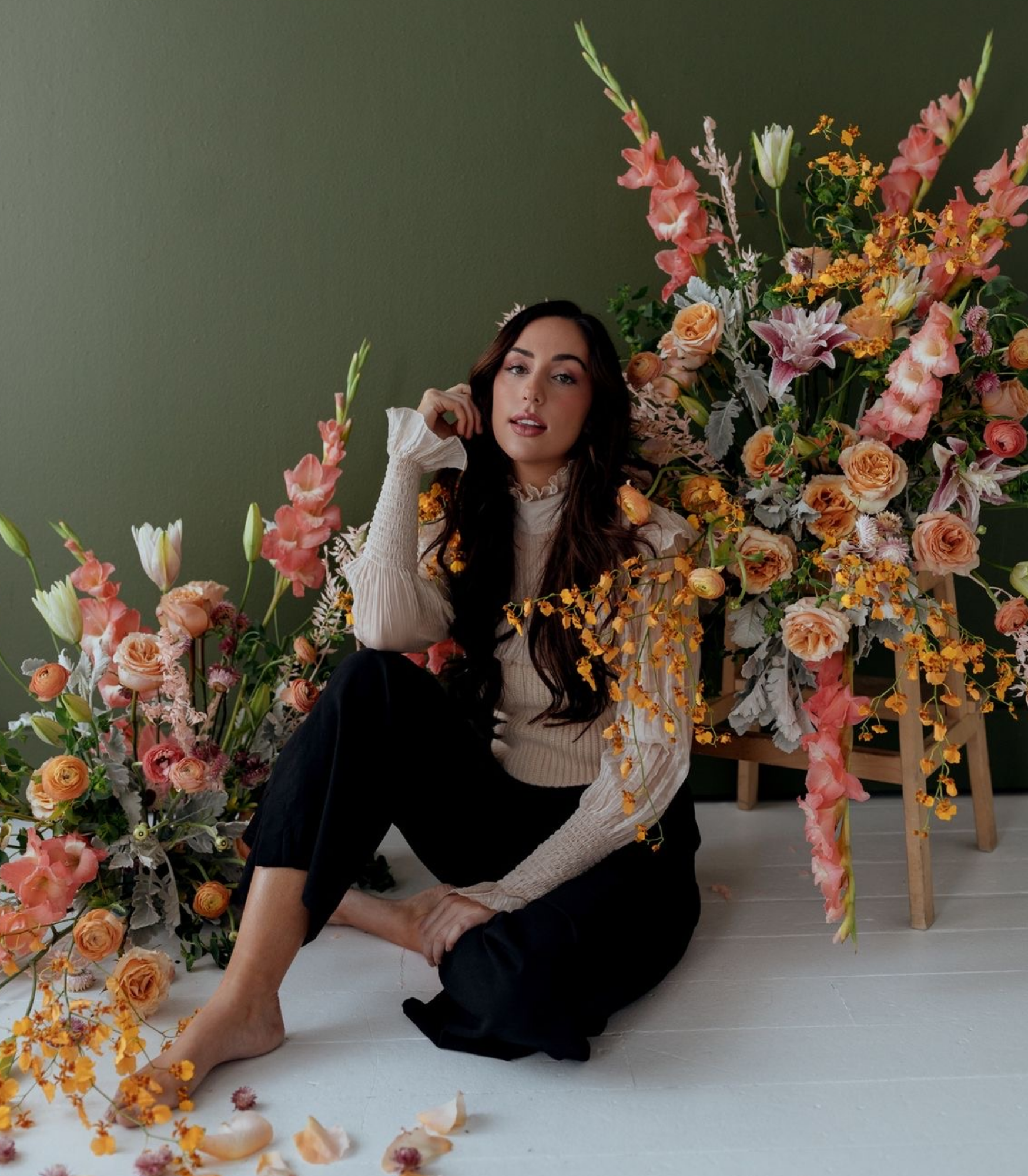 portrait girl and flowers
